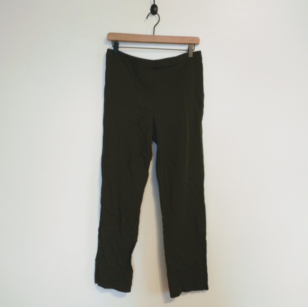 Tahari wool olive green trousers, high waisted trousers. Size 10p